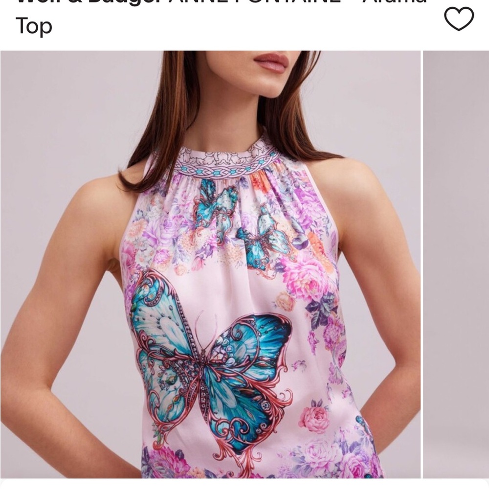 Anne Fontaine Floral Butterfly Print Sleeveless Top
